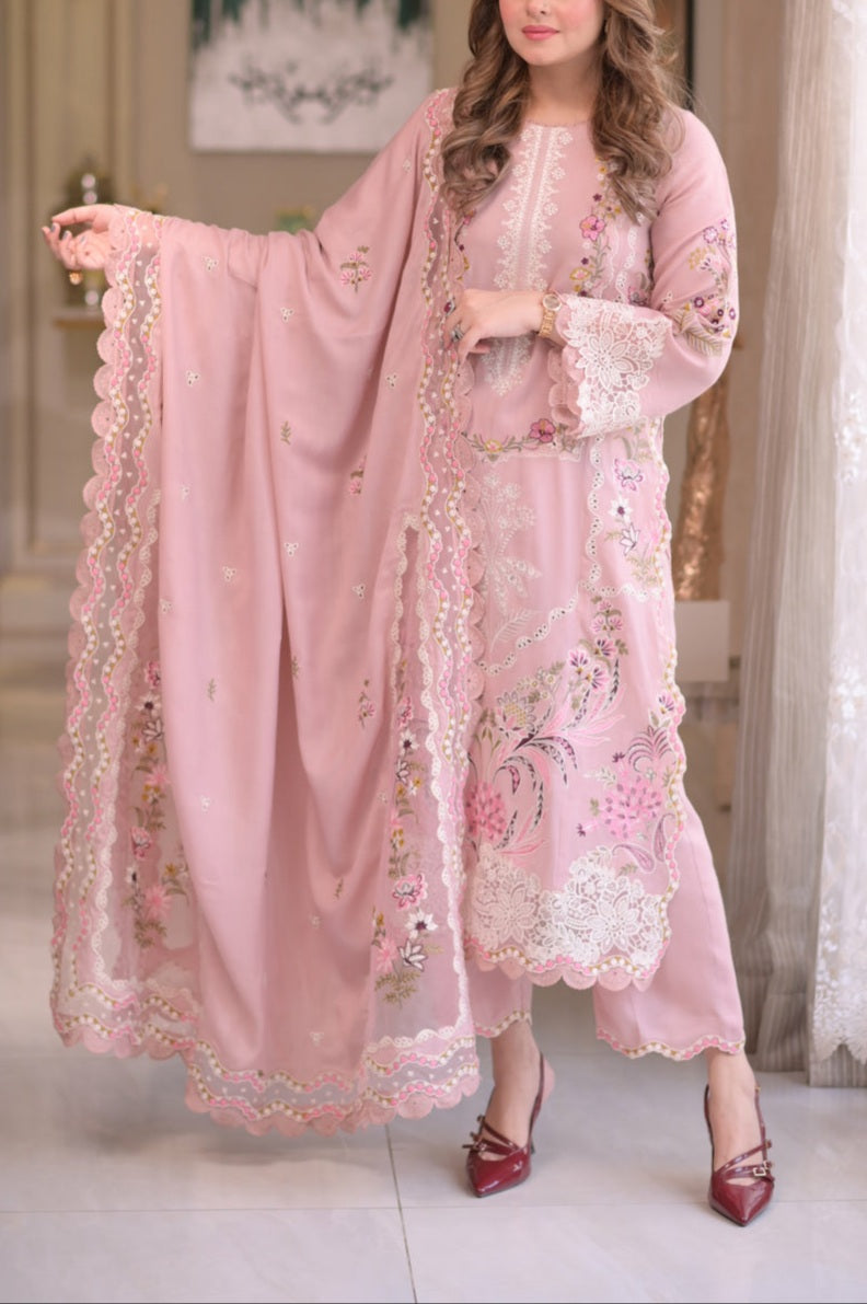 Unstitched Luxury Embroidered Lawn suit